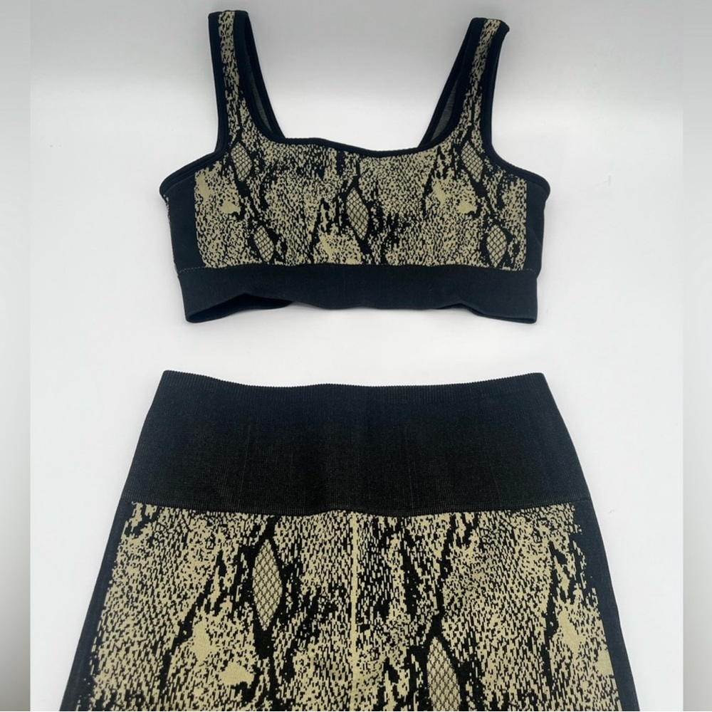 Fabletics Black Snake Print Sports Bra & Leggings Set